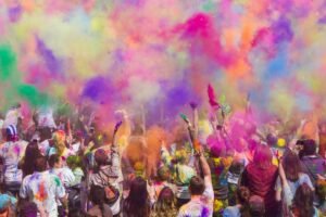 people playing holi festival in india